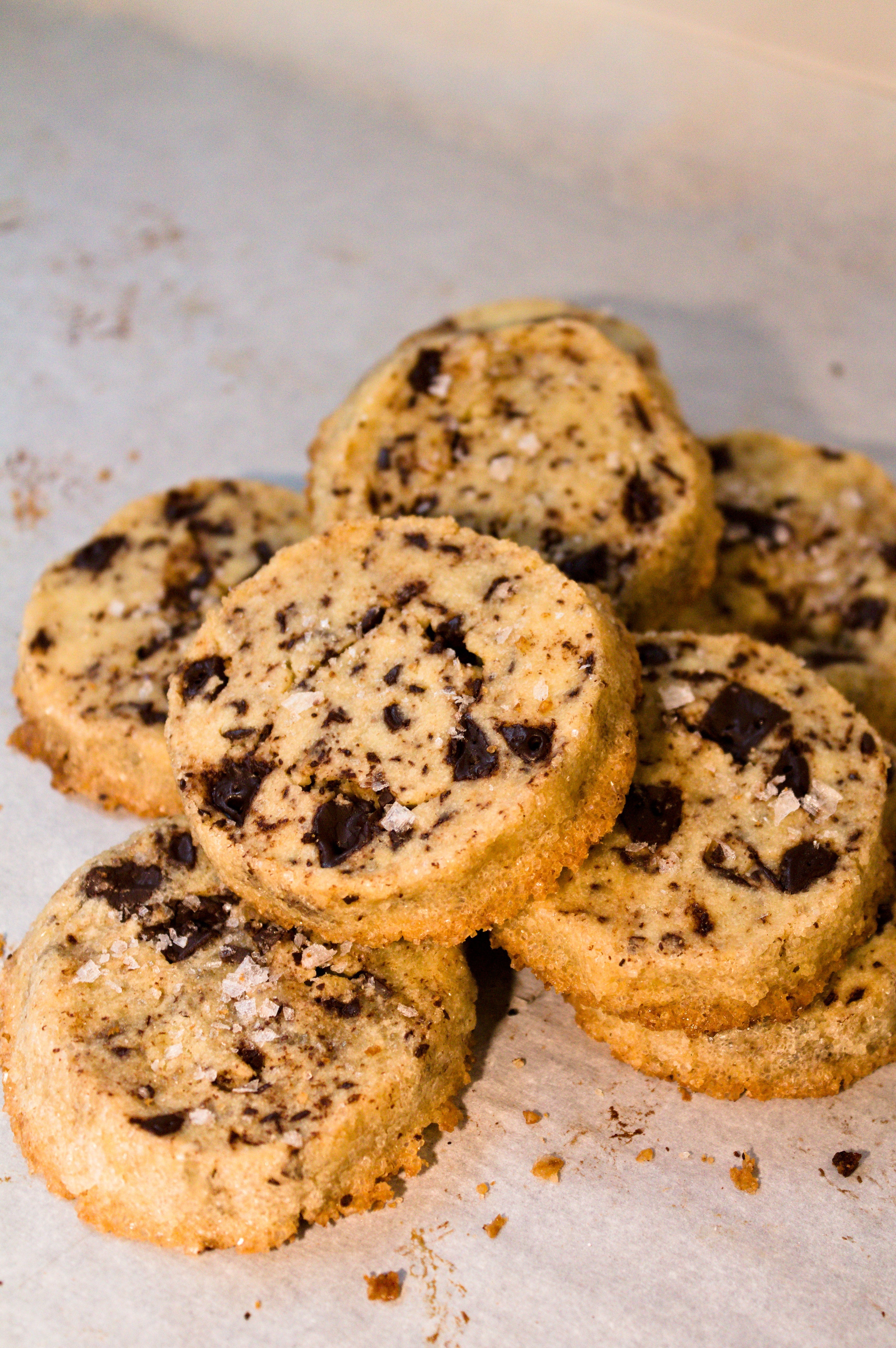 Salted Dark Chocolate Chunk Shortbread